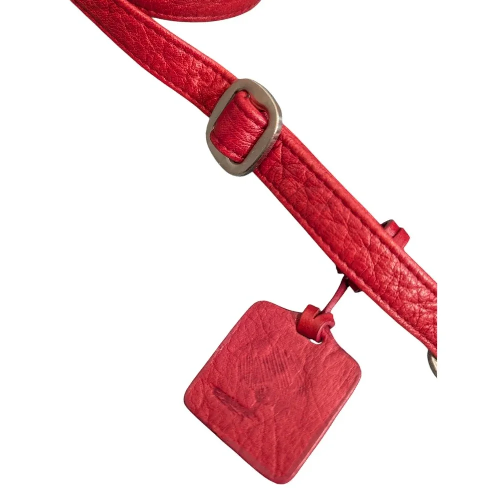 Levenger Red Pebbled Leather Crossbody Bag Organizer Purse With Adjustable Strap